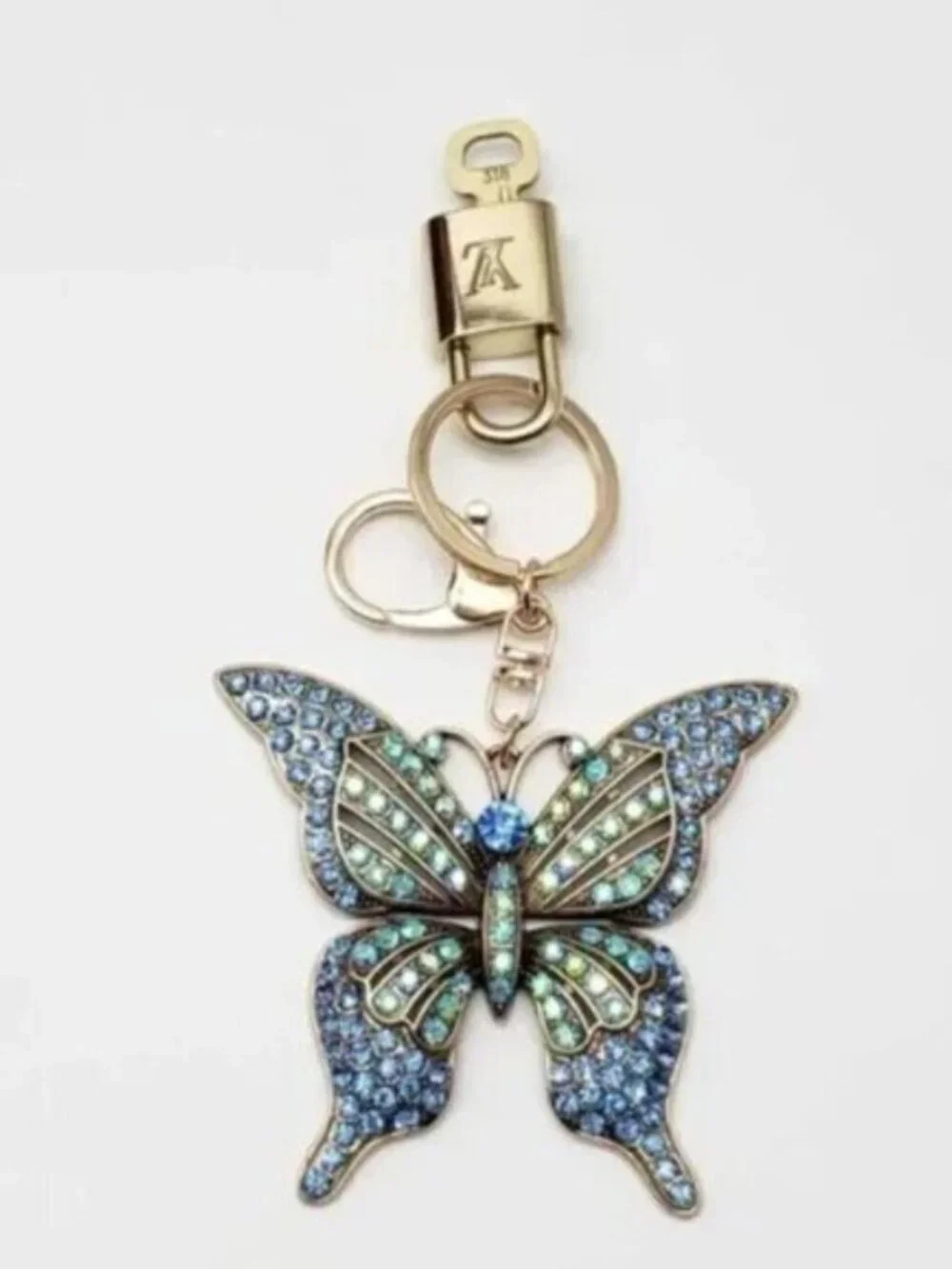 LV Authentic Gold Padlock 🔒 Key Set w/ Unbranded Butterfly Keychain Charm